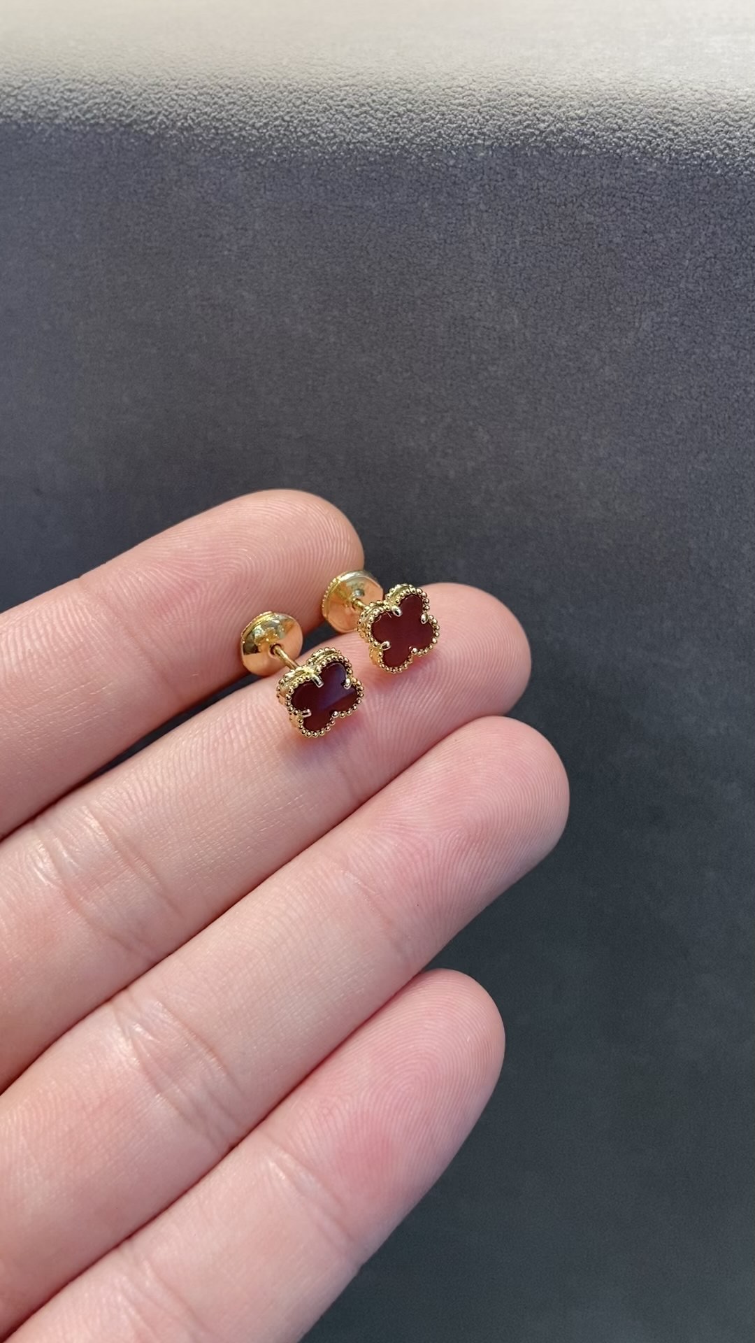 Van Cleef & Arpels vca mini金红四叶草耳钉