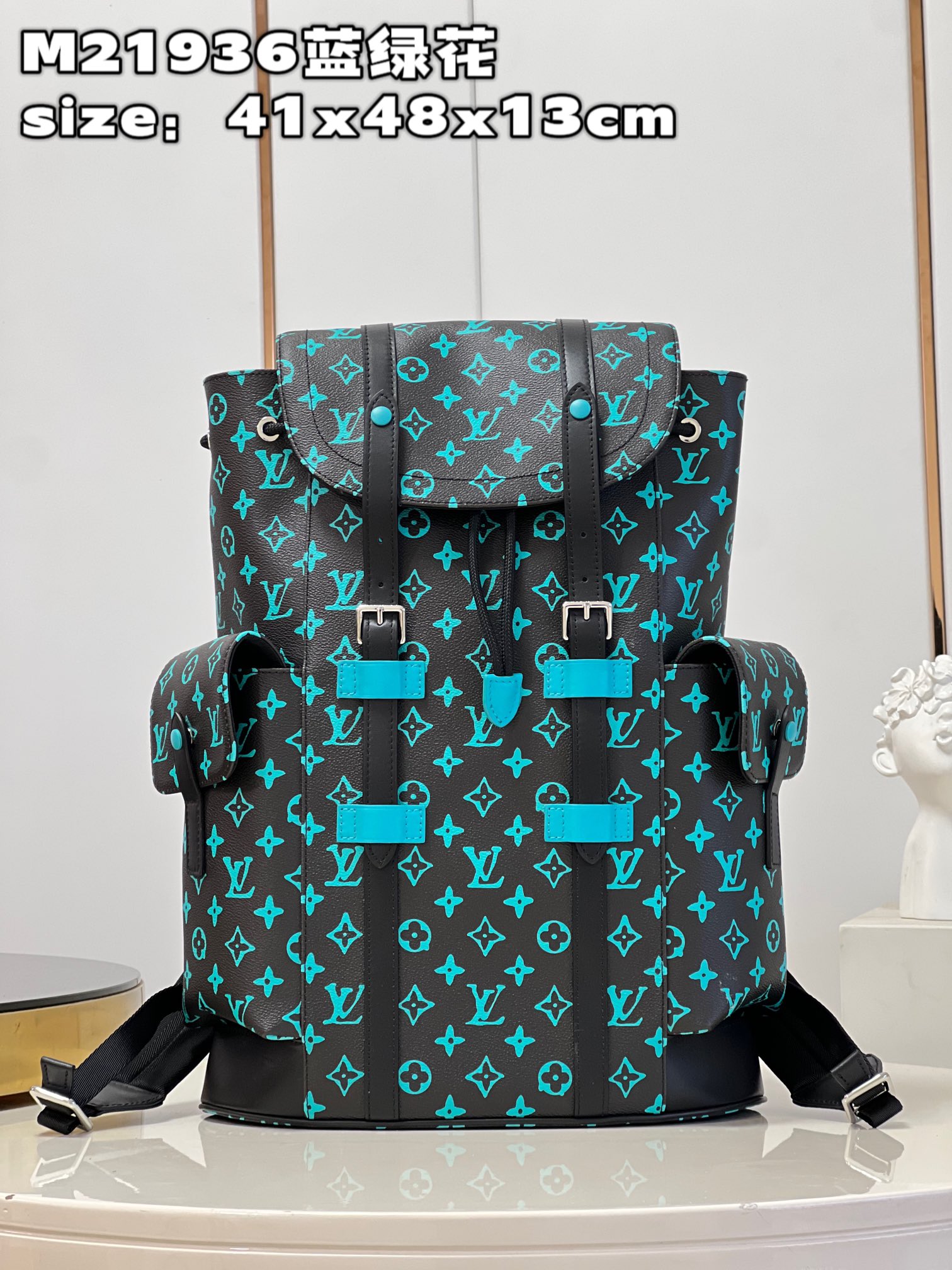 Louis Vuitton LV Christopher Backpack Travel Bags Blue Green Monogram Canvas M21936