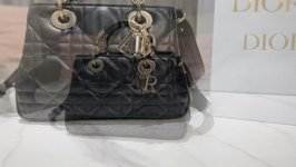 Dior Lady Handbags Crossbody & Shoulder Bags Black Gold Hardware Cowhide