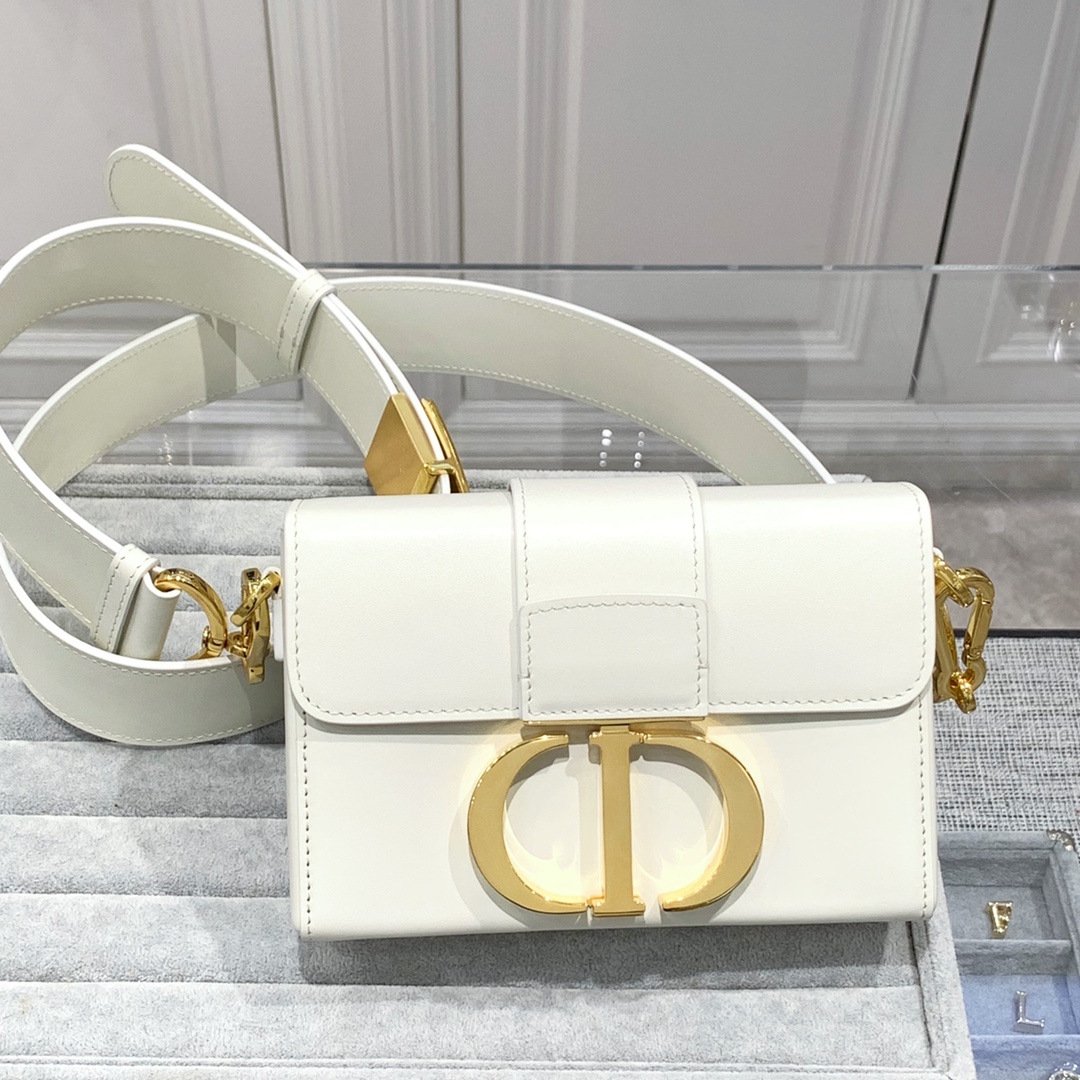 디올 Montaigne 17.5cm 화이트 소가죽 박스백 레플리카