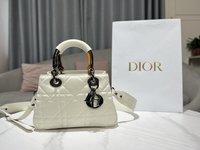 Dior Lady Handbags Crossbody & Shoulder Bags White Cowhide