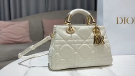 Dior Lady Handbags Crossbody & Shoulder Bags White Gold Hardware Cowhide