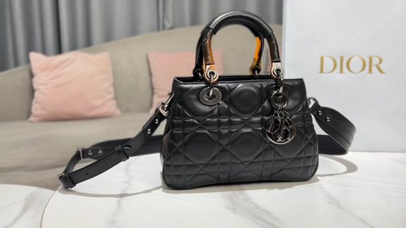 Dior Lady Handbags Crossbody & Shoulder Bags Fake AAA+ Black Cowhide