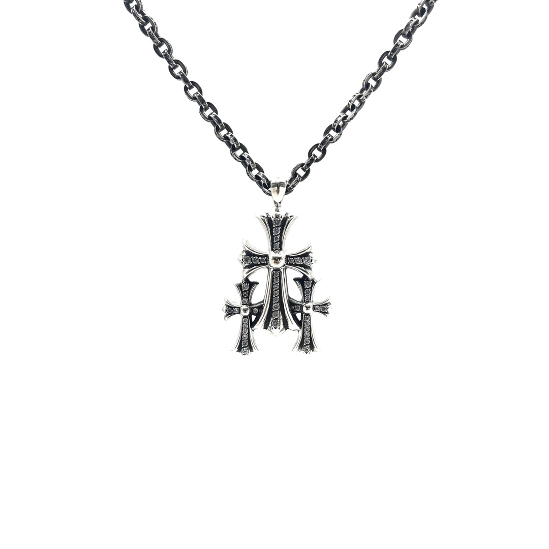 NO:879622,Pre-sale Chrome Hearts Stone-set Three Crosses Stacked Crosses Retro Gothic Style, Boutique Jewelry, Chrome Hearts19860909预售 克罗心 镶石组合三十字架 叠层十字架 复古做旧 哥特风格,饰品精品,chrome hearts,Jewelry