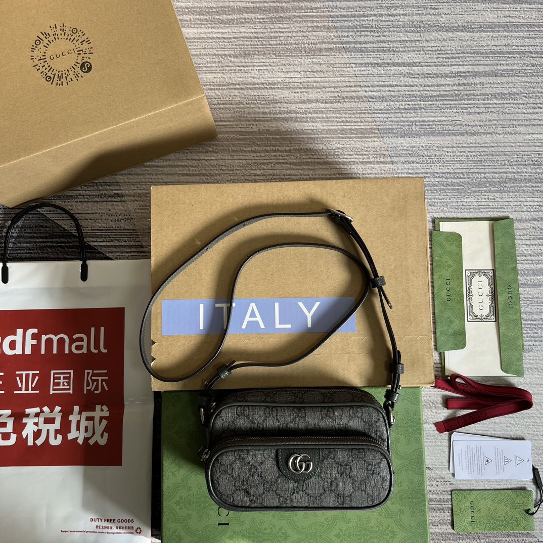 GUCCI Ophidia мини-сумка GG Supreme канвас с логотипом двойная G на ремне, поясная сумка на молнии