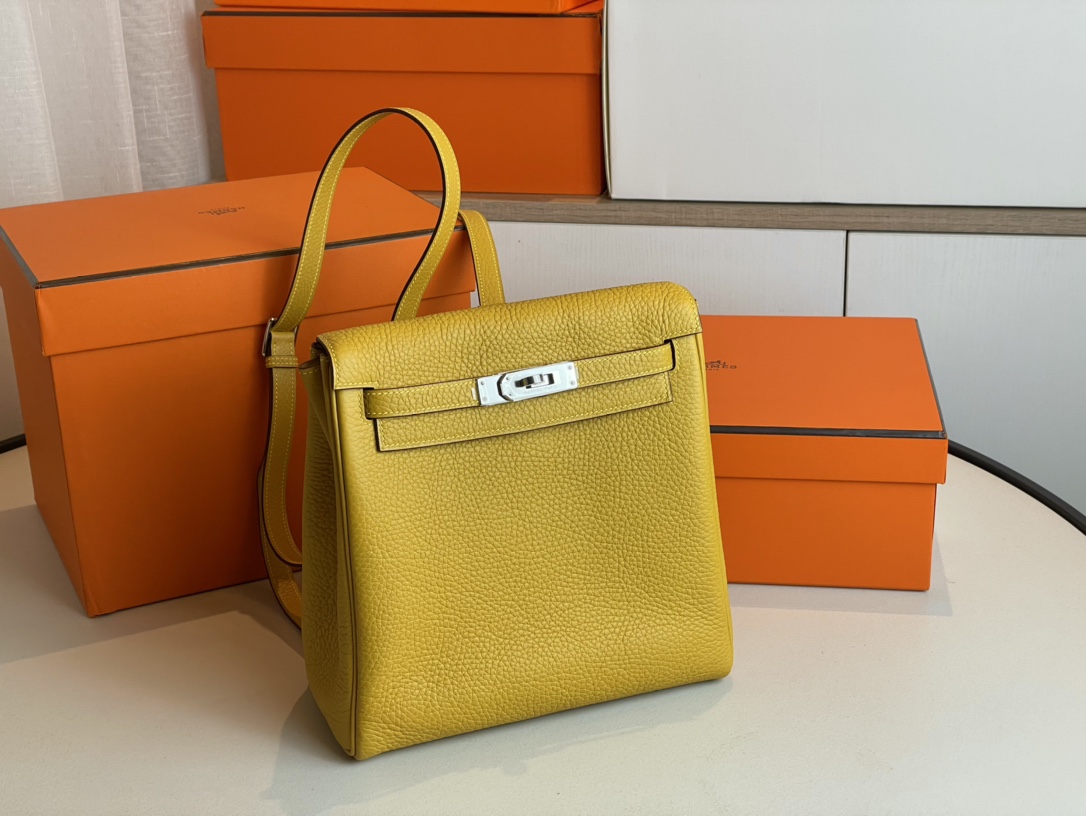 Hermes Kelly AAAAA+
 Bags Backpack Amber Yellow Silver Hardware