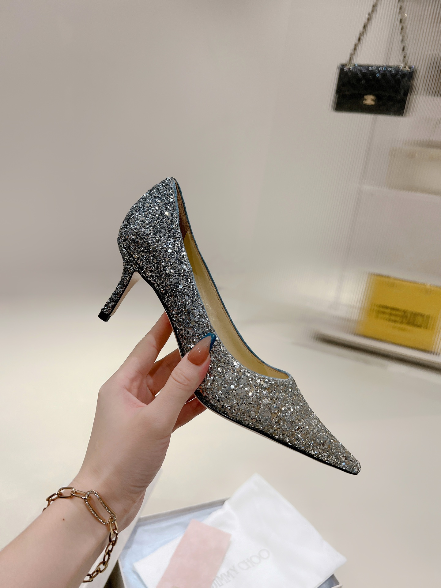 NO:649986,Gradient silver light blue medium heel., high heels, high heels19860909渐变银浅兰 中跟.,高跟鞋,high heels,Women's Shoes