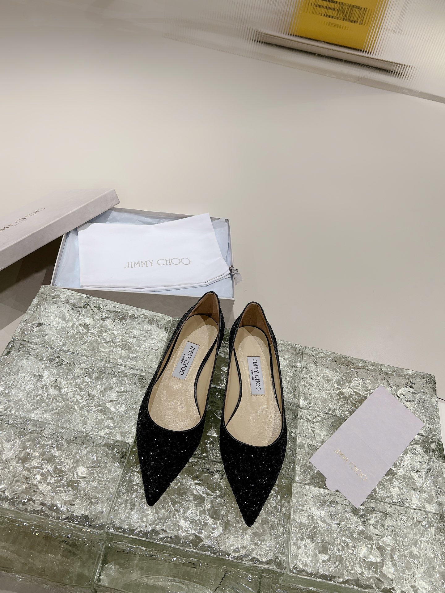 JIMMY CHOO высокаабцасныя туфлі з вострым носам і адкрытай пятой, гарачае стразавае аздабленне + імпартаваная авечая скура, поўназерністая крыштальная авечая скура 1.0/6.5/8.5cm