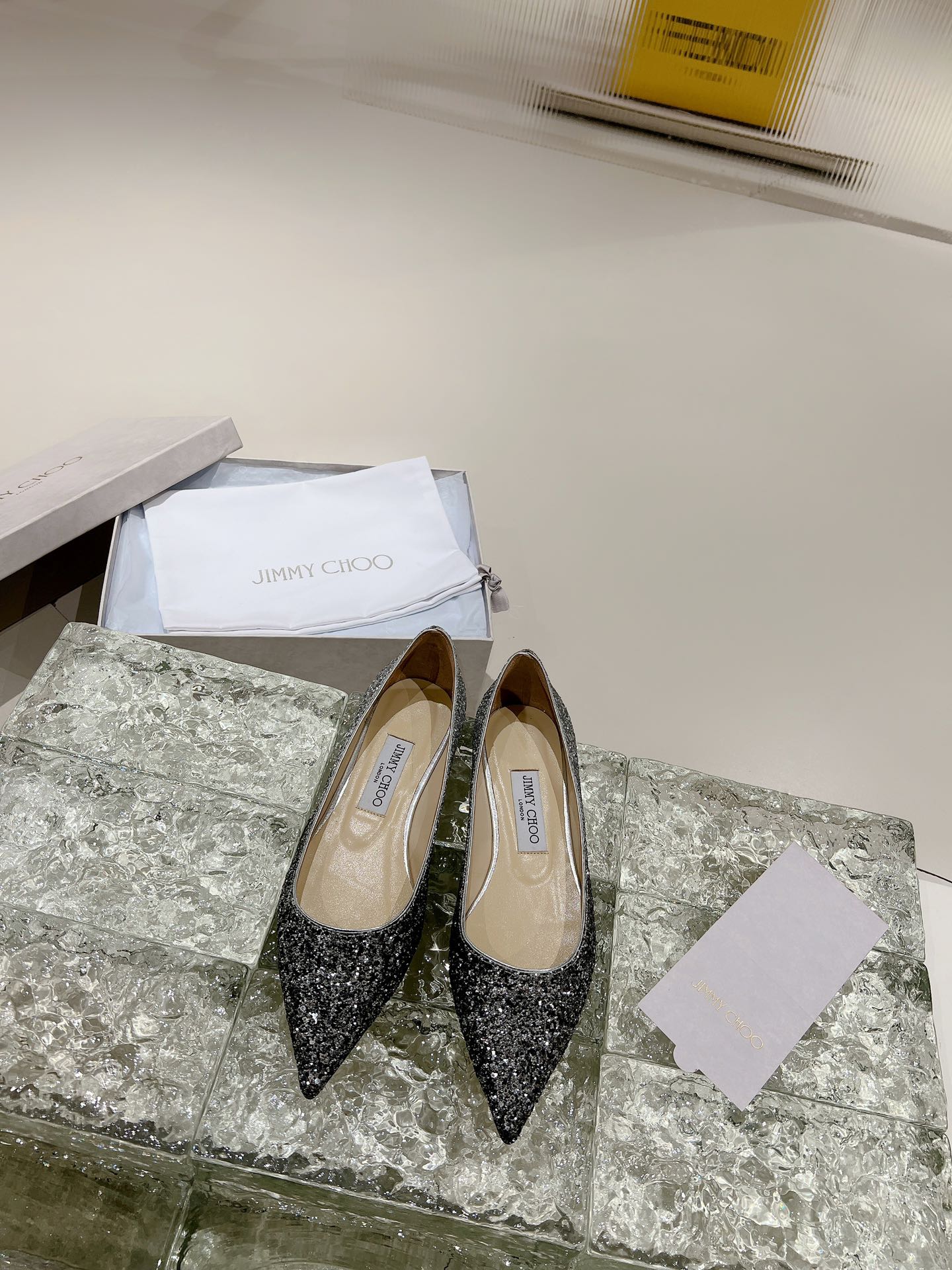 JIMMY CHOO высокаабцасныя туфлі з вострым носам і адкрытай пятой, гарачае стразавае аздабленне + імпартаваная авечая скура, поўназерністая крыштальная авечая скура 1.0/6.5/8.5cm