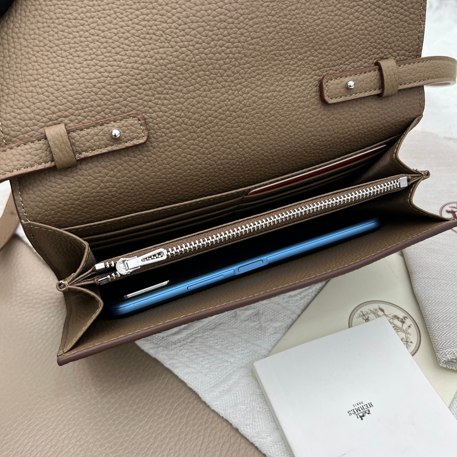 Hermes Constance Wallet Crossbody Bag in Taupe Leather with Silver Hardware 9 a1675001953067 2227