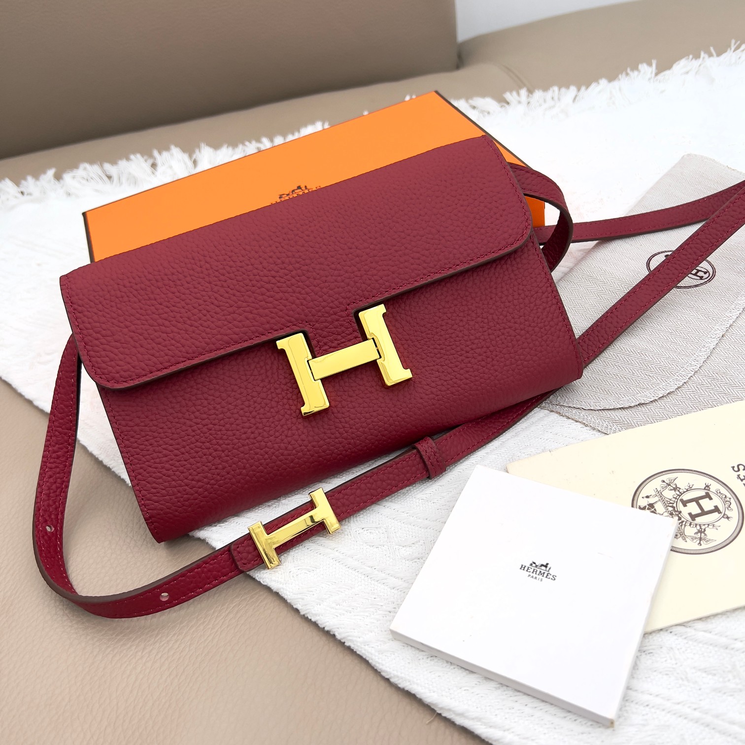 Hermes Constance 原单 荔枝纹金扣 ショルダーバッグ