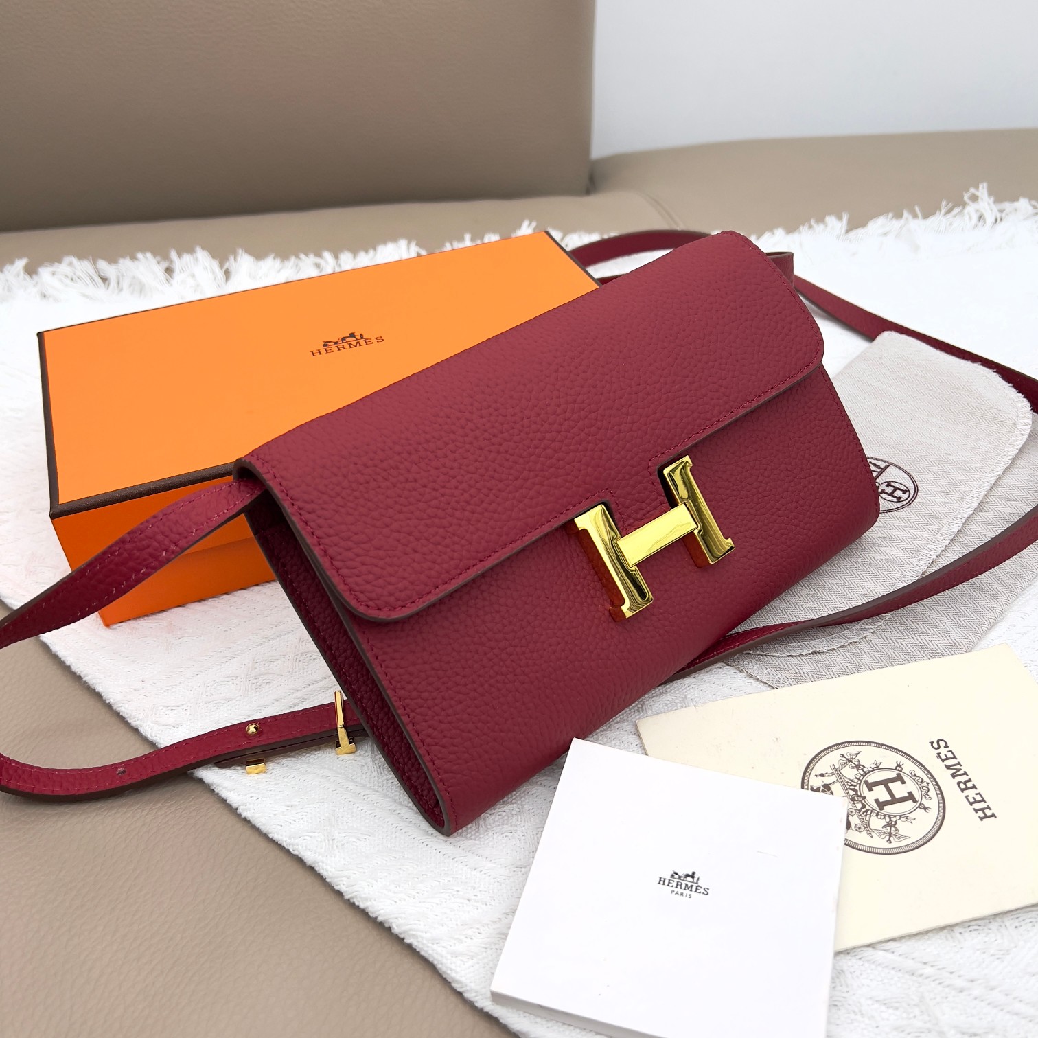 Hermes Constance 原单 荔枝纹金扣 ショルダーバッグ
