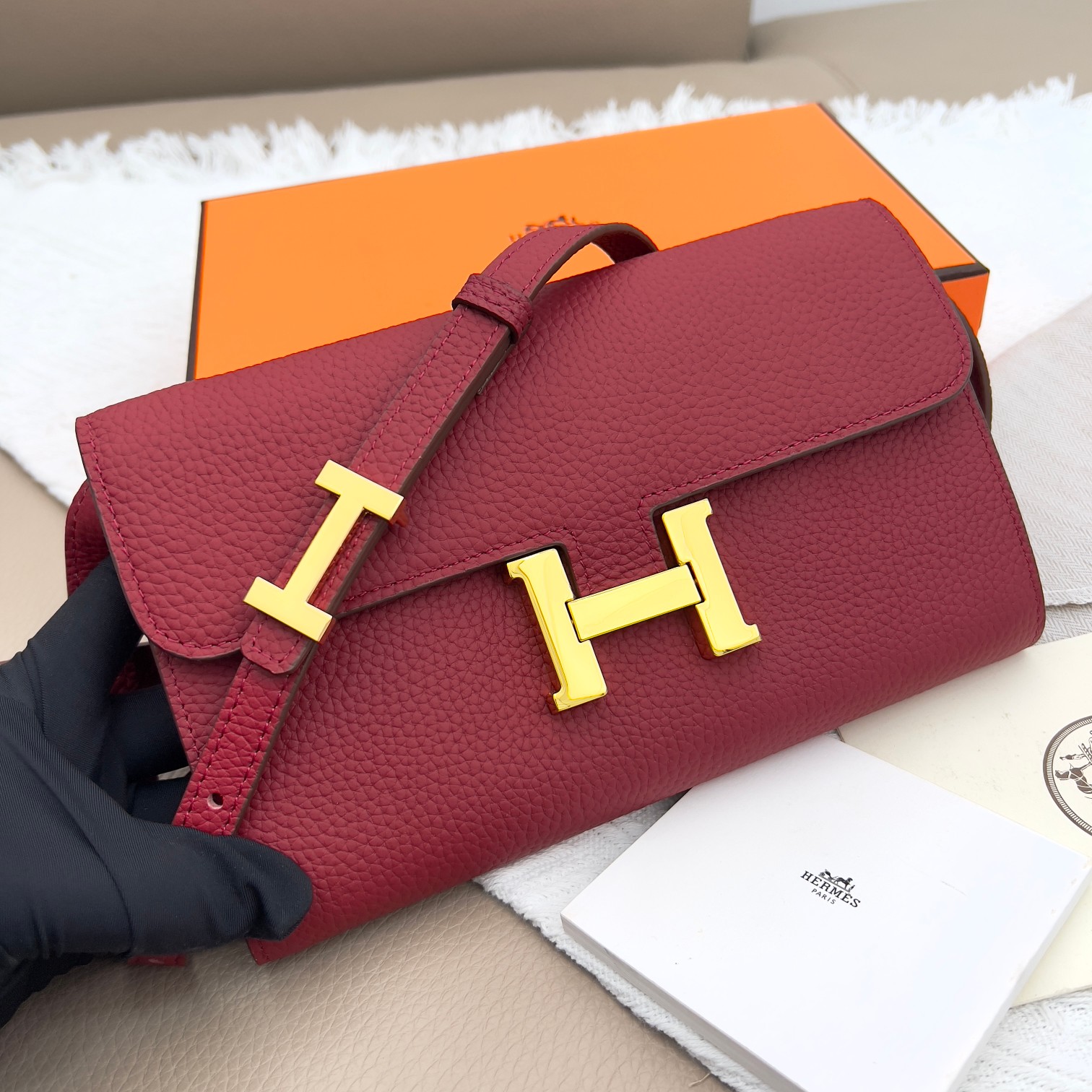 Hermes Constance 原单 荔枝纹金扣 ショルダーバッグ