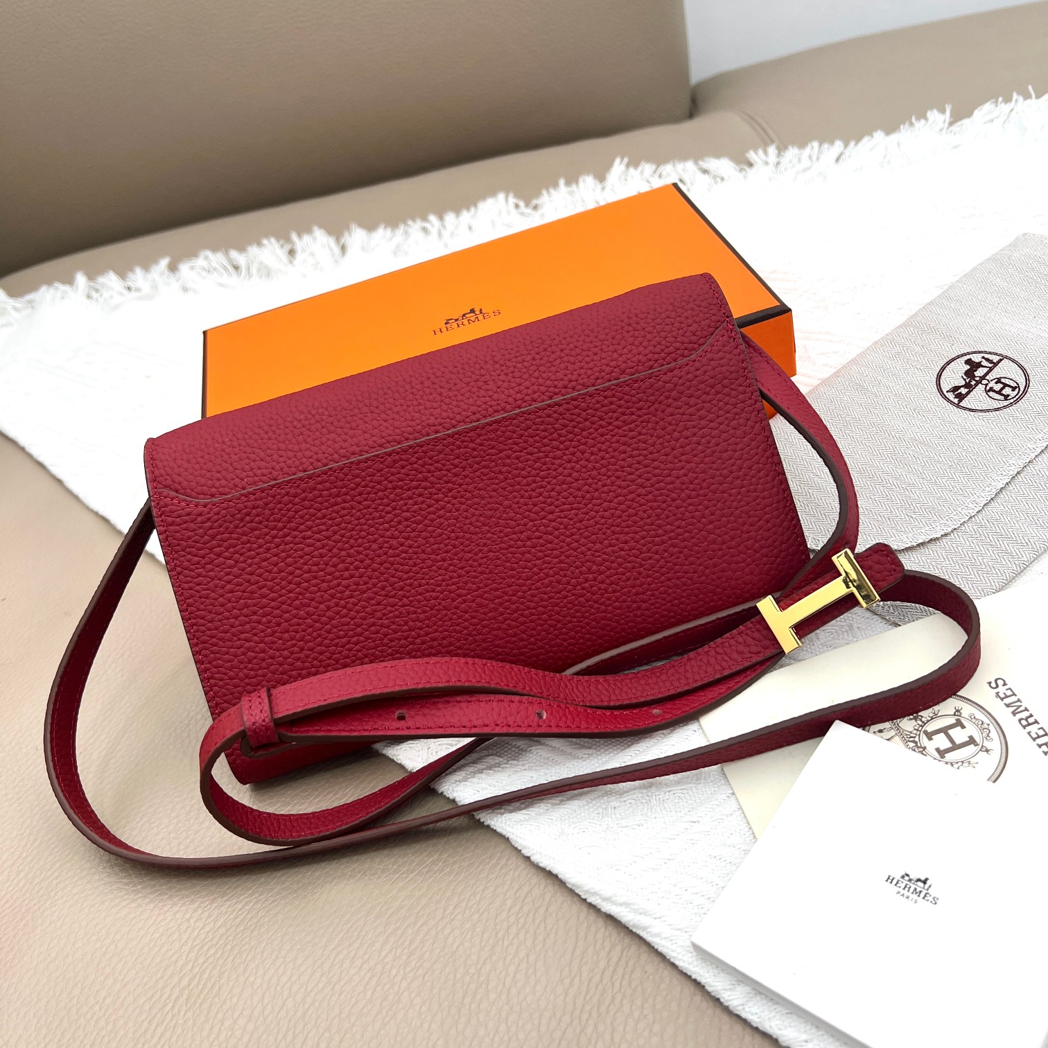 Hermes Constance 原单 荔枝纹金扣 ショルダーバッグ