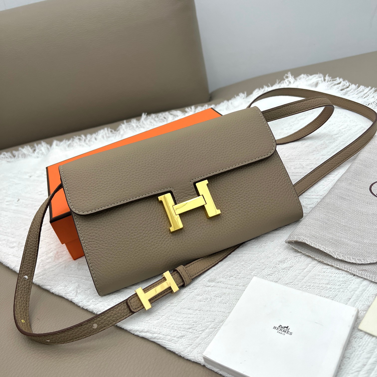 Hermes Constance 原单 荔枝纹金扣 小型ショルダーバッグ