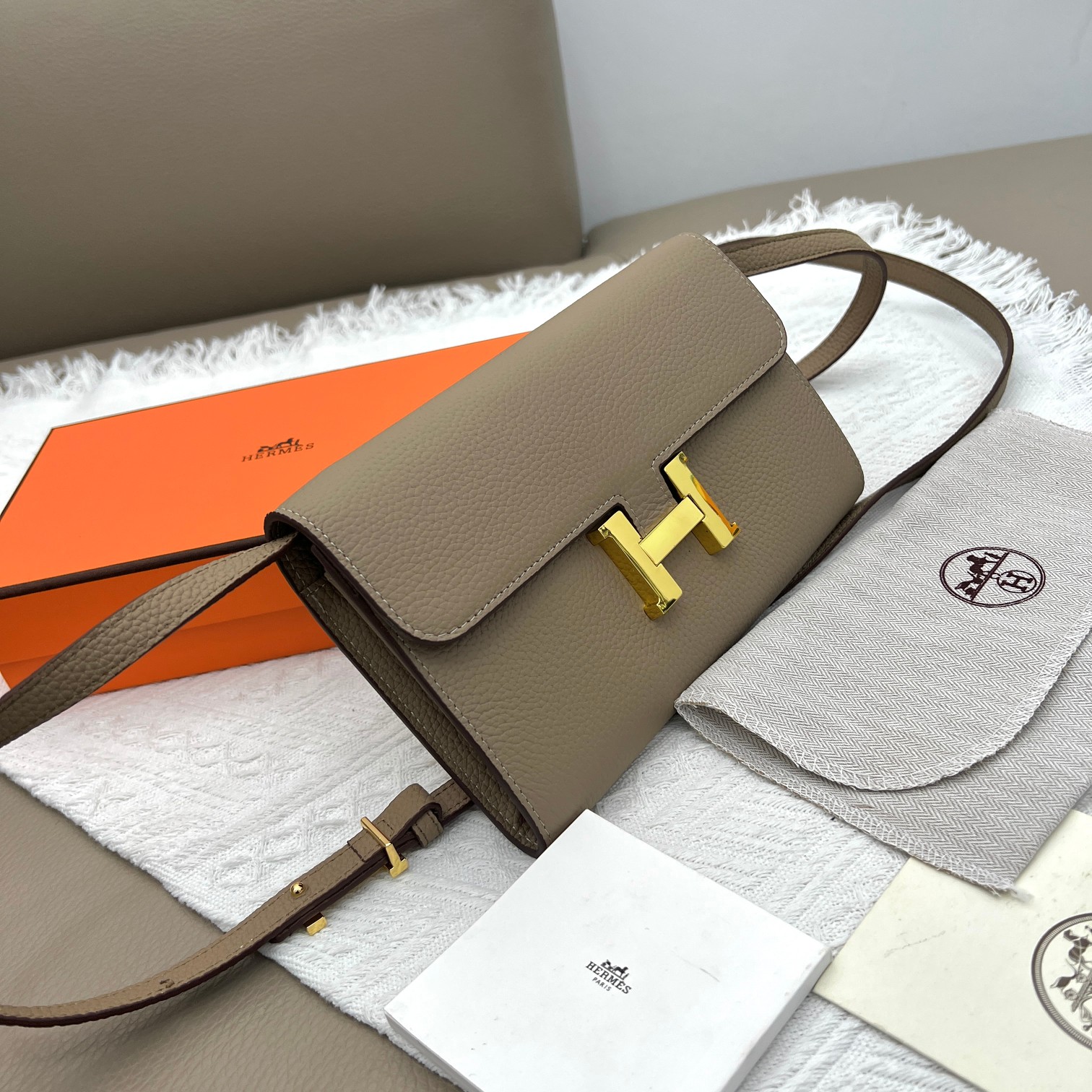 Hermes Constance 原单 荔枝纹金扣 小型ショルダーバッグ