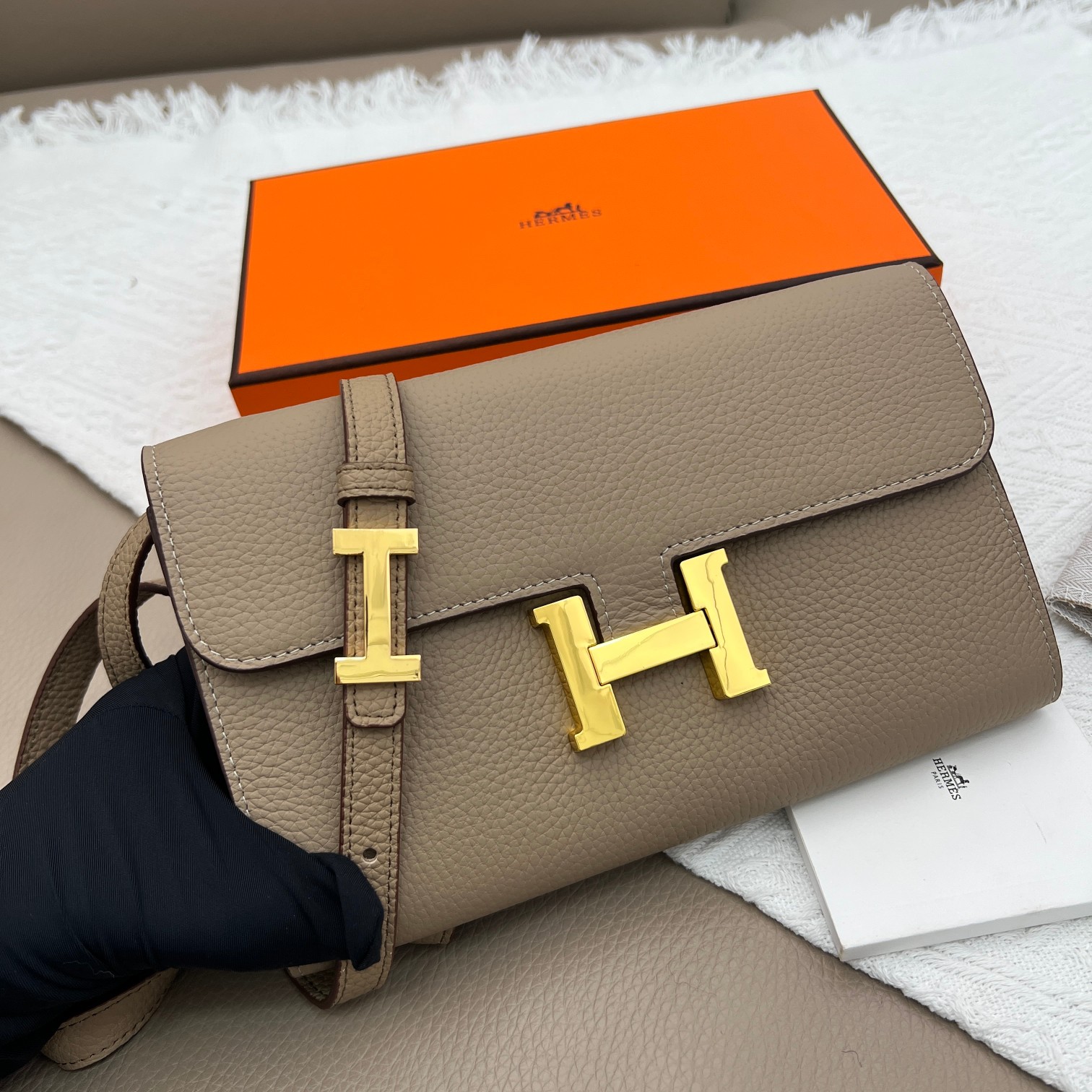 Hermes Constance 原单 荔枝纹金扣 小型ショルダーバッグ