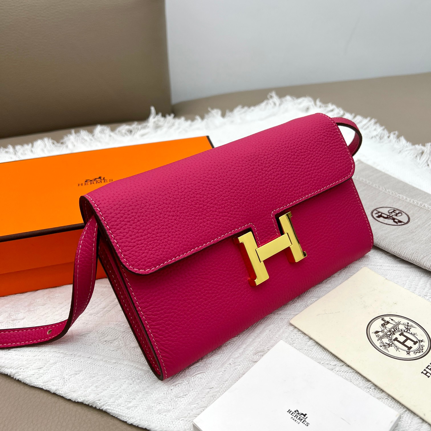 Hermes Constance Inspired Wallet Crossbody Bag, Leather with Gold Hardware 3 a1675003265235 8374