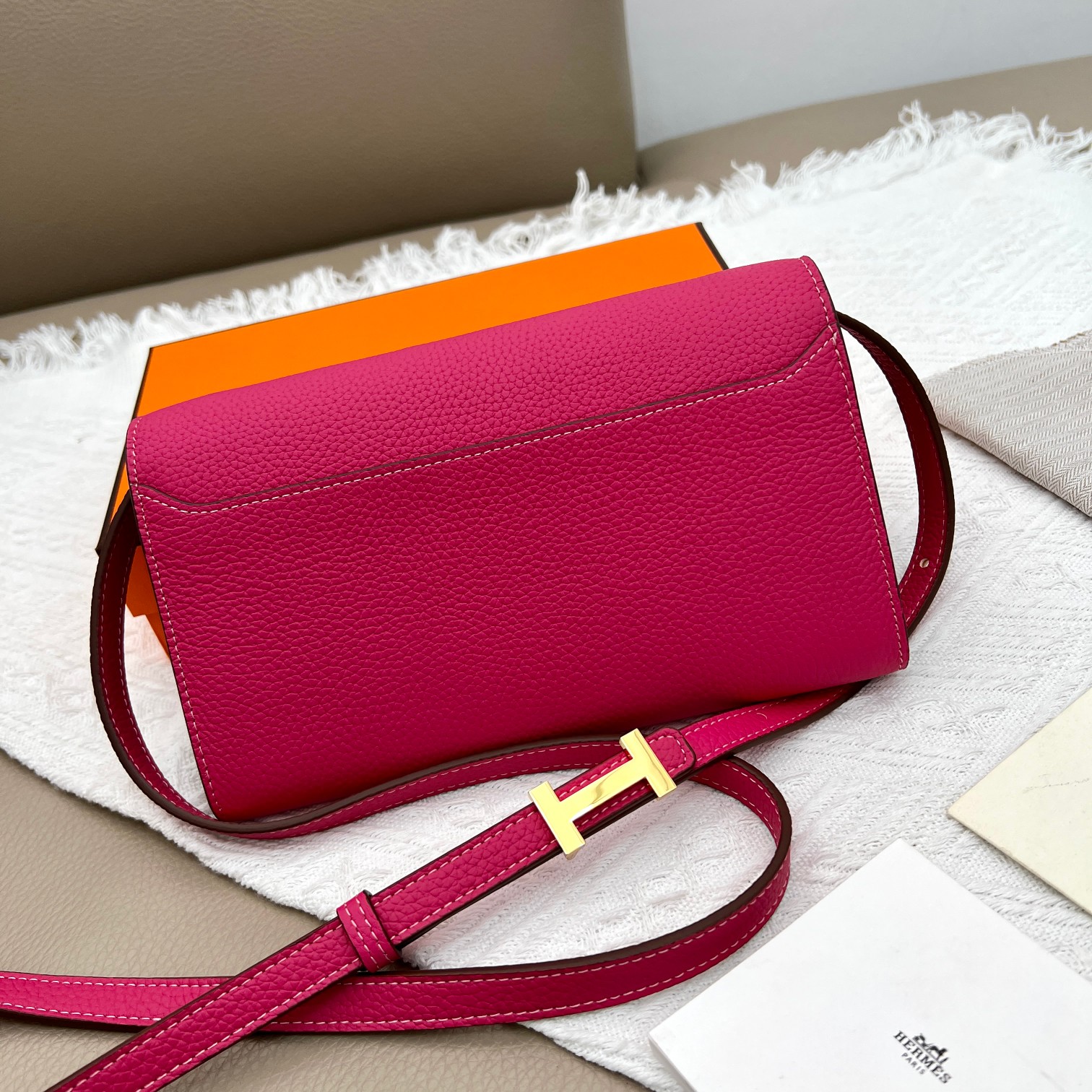 Hermes Constance Inspired Wallet Crossbody Bag, Leather with Gold Hardware 4 a1675003266089 4671