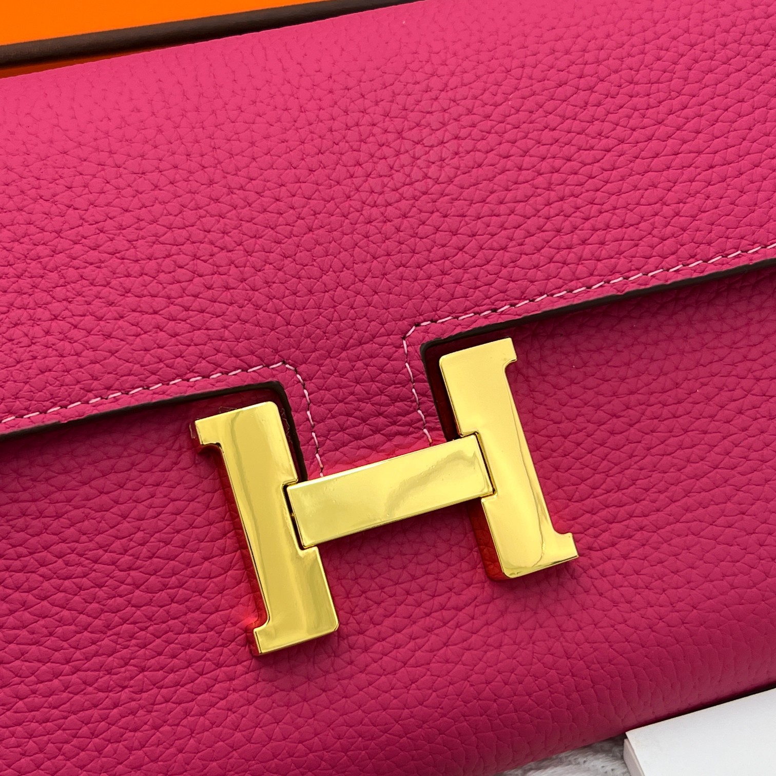 Hermes Constance Inspired Wallet Crossbody Bag, Leather with Gold Hardware 5 a1675003266407 0112