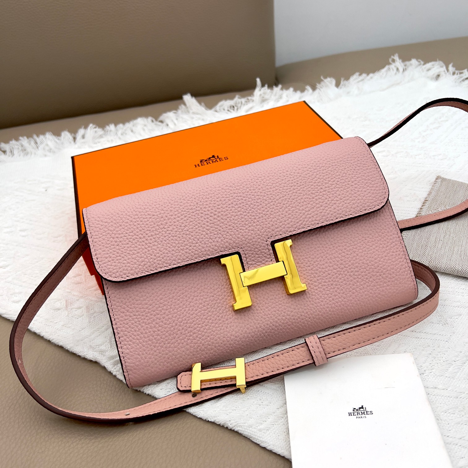 Hermes Constance 原单 荔枝纹金扣 ショルダーバッグ