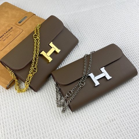 Hermes Constance Crossbody & Shoulder Bags Lychee Pattern Calfskin Cowhide Chains