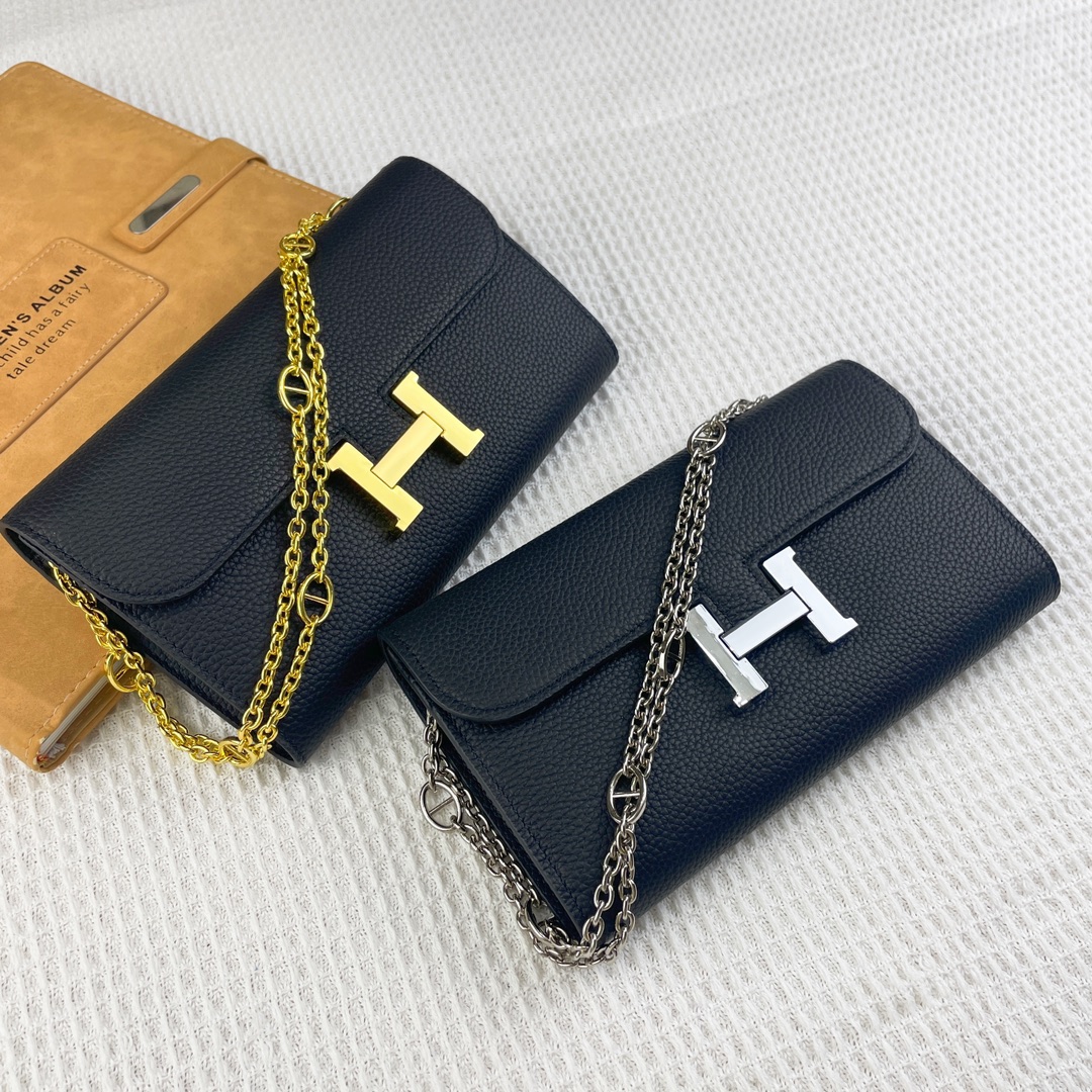 Hermes Constance Crossbody & Shoulder Bags Lychee Pattern Calfskin Cowhide Chains