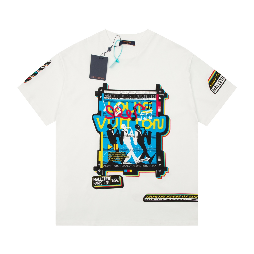 Louis Vuitton Clothing T-Shirt White Printing