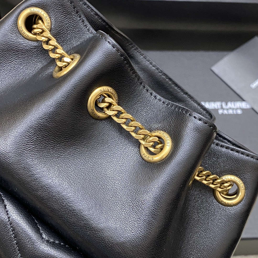 Saint Laurent 黑色羊皮/古金 、精品专供 最新V型绗缝迷你水桶包全新到货