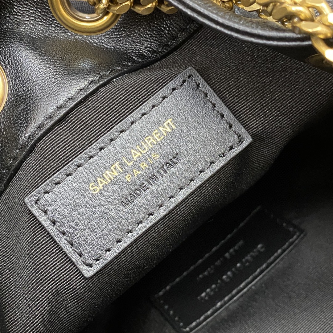Saint Laurent 黑色羊皮/古金 、精品专供 最新V型绗缝迷你水桶包全新到货