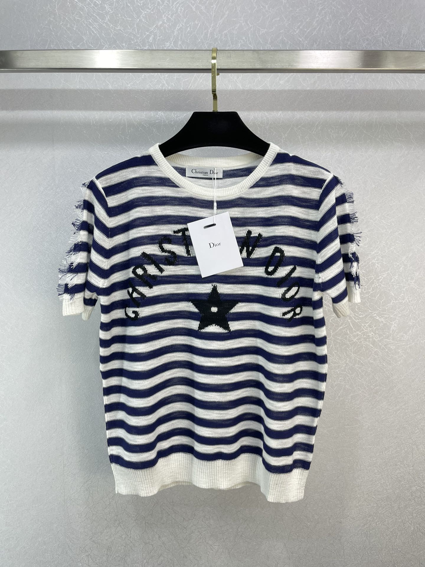 Dior Clothing Sweatshirts T-Shirt Blue White Spring Collection Short Sleeve