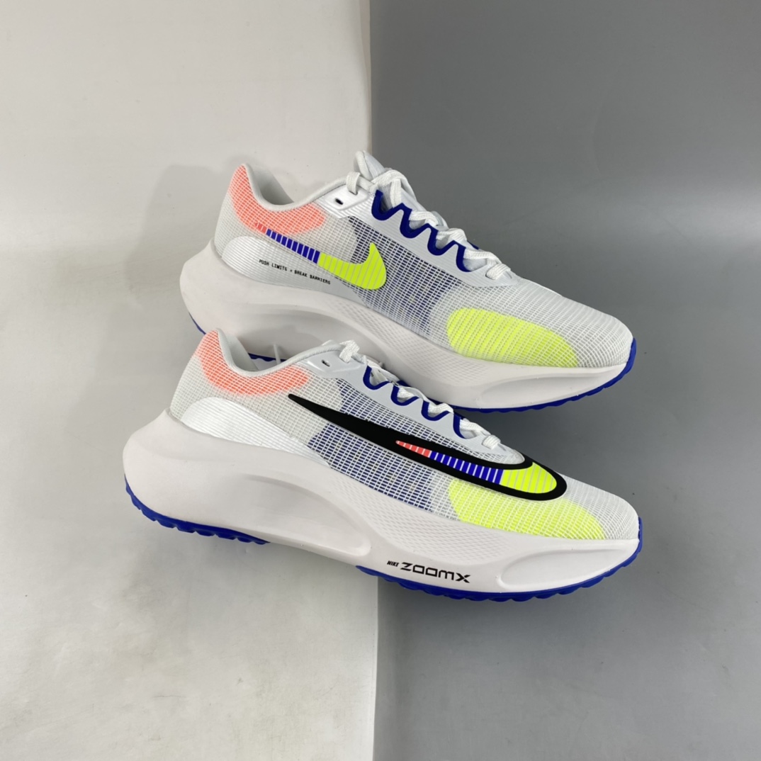 P290 纯原版 Nike Zoom Fly 5运动休闲缓震碳板跑步鞋 白黄蓝 DX1599-100