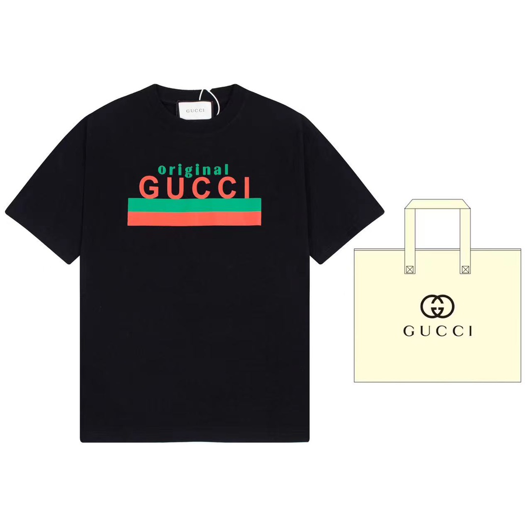 （➕5🉑配手提袋） Gucci 古驰 Camiseta de manga corta con estampado de letras y logotipo del lema "Original Gucci". Tejido origin…