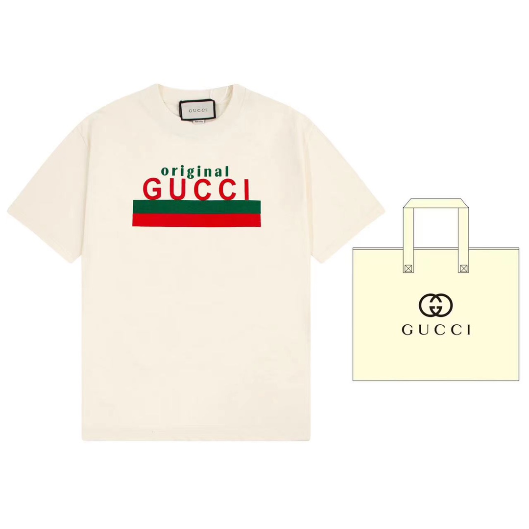 （➕5🉑配手提袋） Gucci 古驰 Camiseta de manga corta con estampado de letras y logotipo del lema "Original Gucci". Tejido origin…