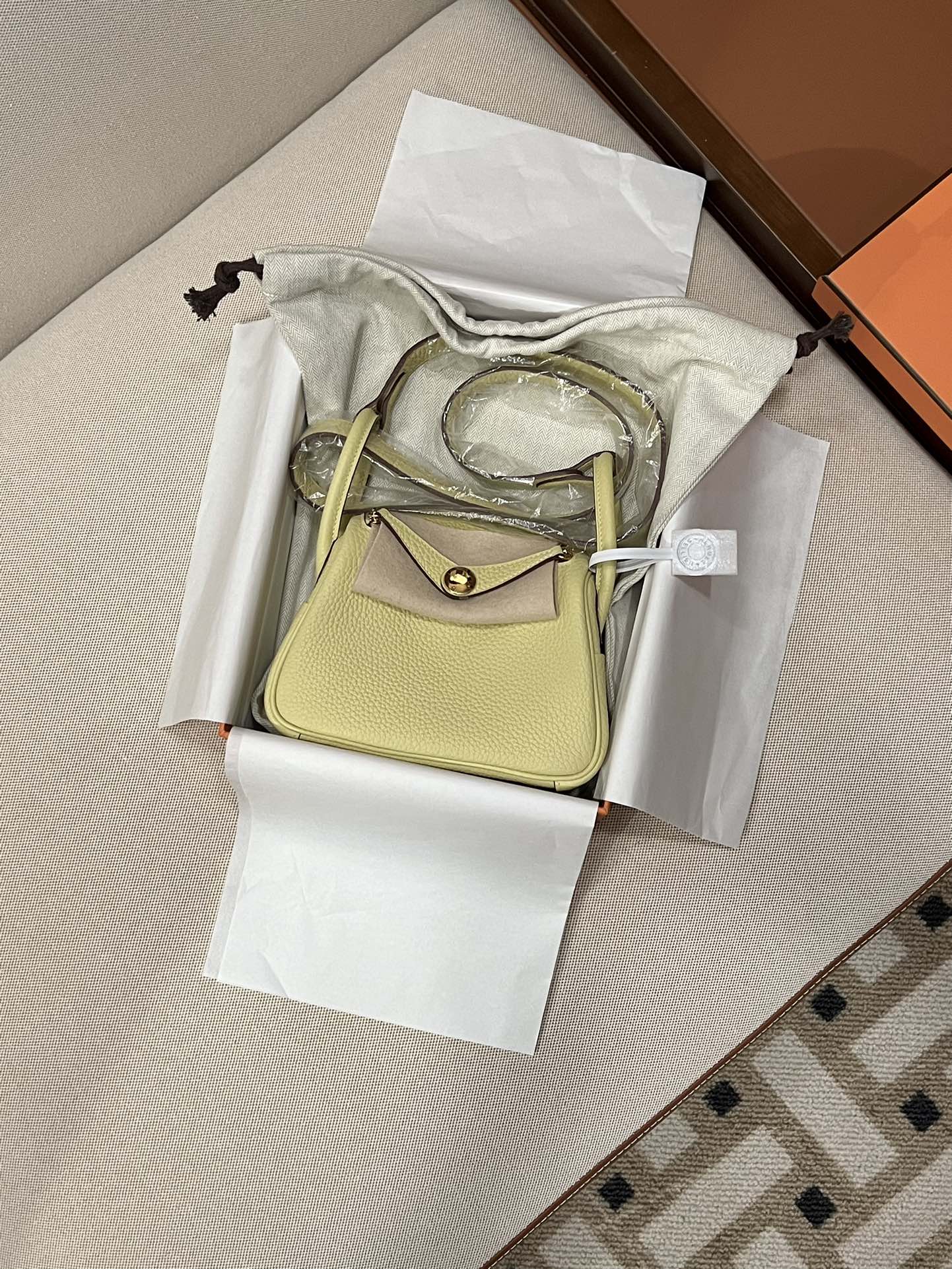 Hermes Lindy Pale Yellow mini crossbody everyday
