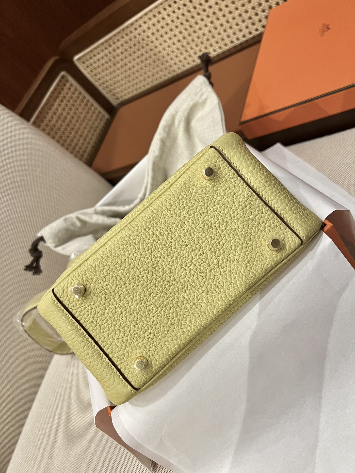 Hermes Lindy Pale Yellow mini crossbody everyday