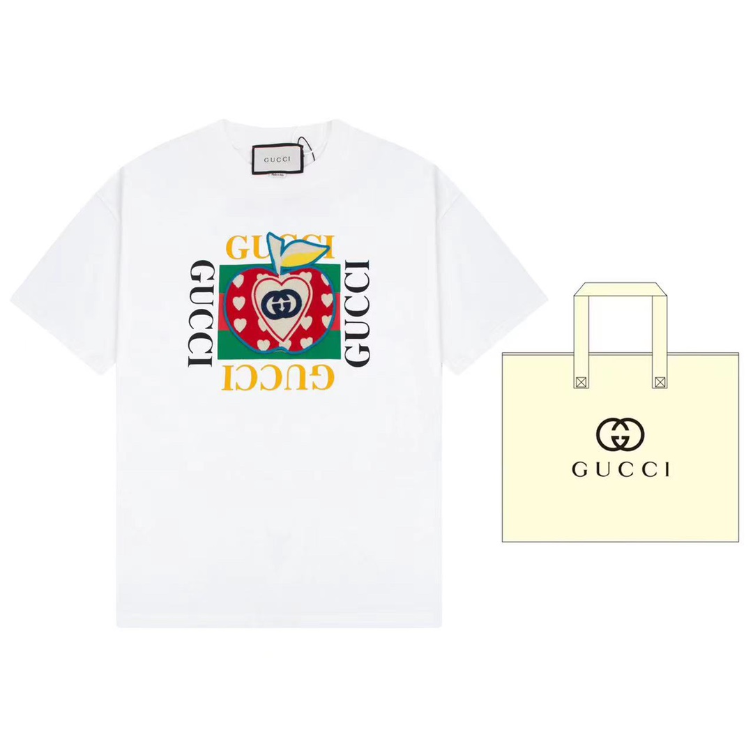 （➕5🉑配手提袋） Gucci 古驰 Colección especial de San Valentín, camiseta de manga corta con bordado de corazón y manzana exclus…