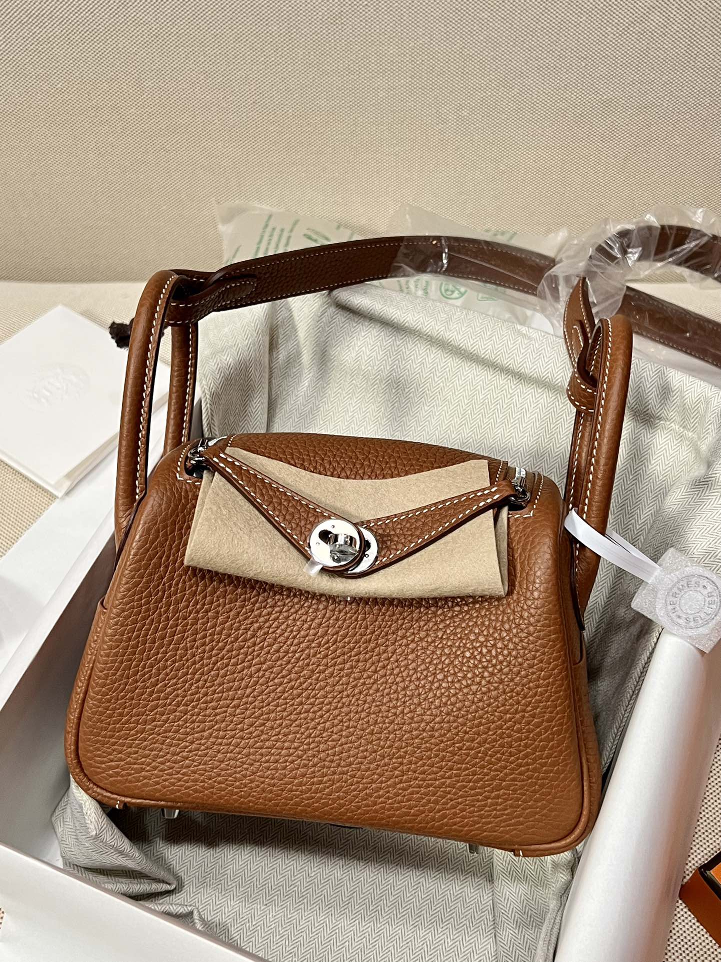 Hermes Lindy Gold brown mini shoulder everyday