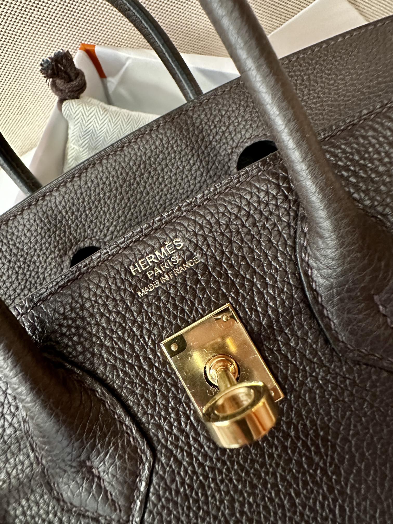 Hermes Birkin 25 Chocolate Togo 25cm everyday shoulder