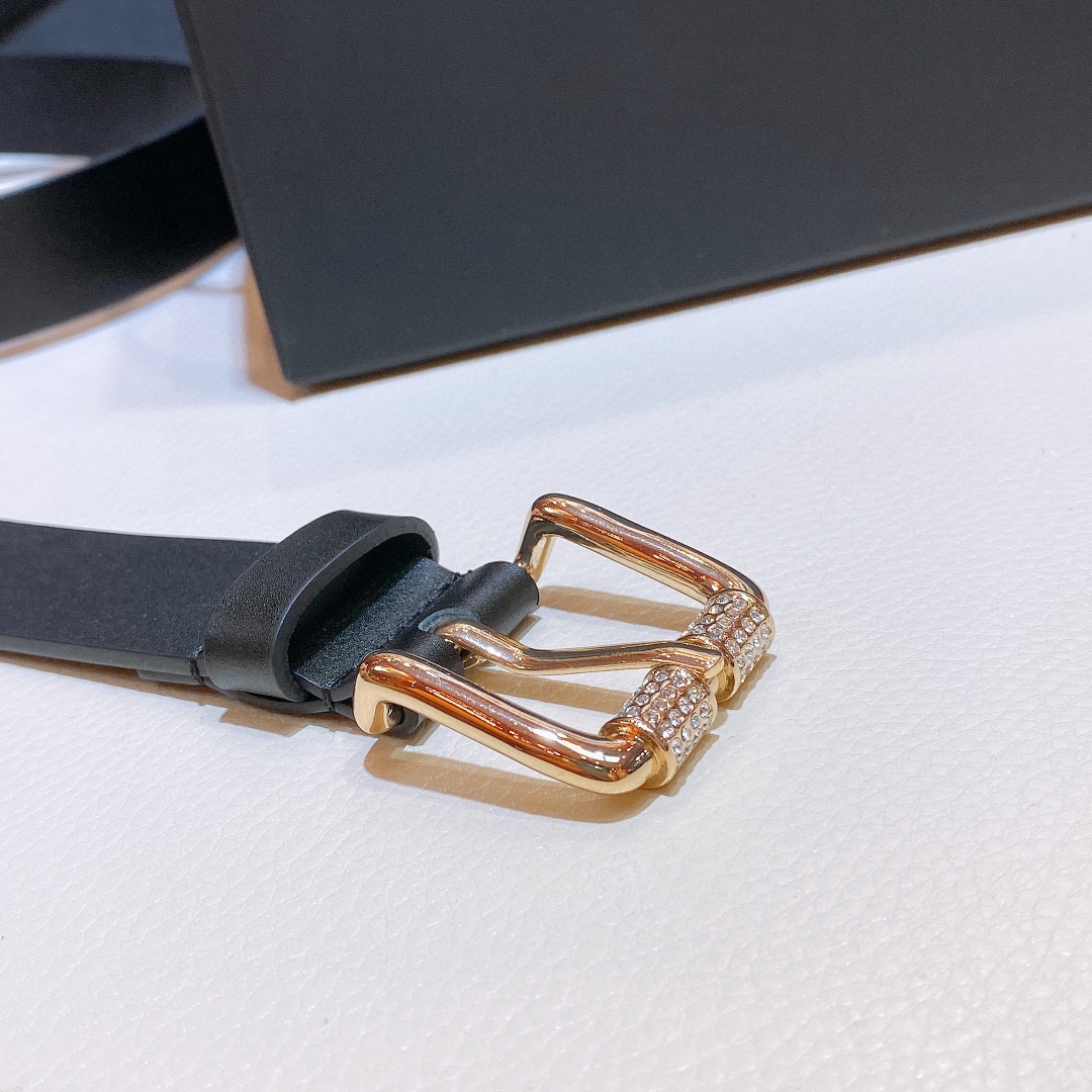  - hanel #本季新品 小牛皮、金色金属、银色金属与水钻，3.0mm精品 
码数s =155cm总