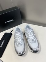 Chanel Shoes Sneakers Luxury Cheap
 Splicing Women Cowhide Spring Collection Casual