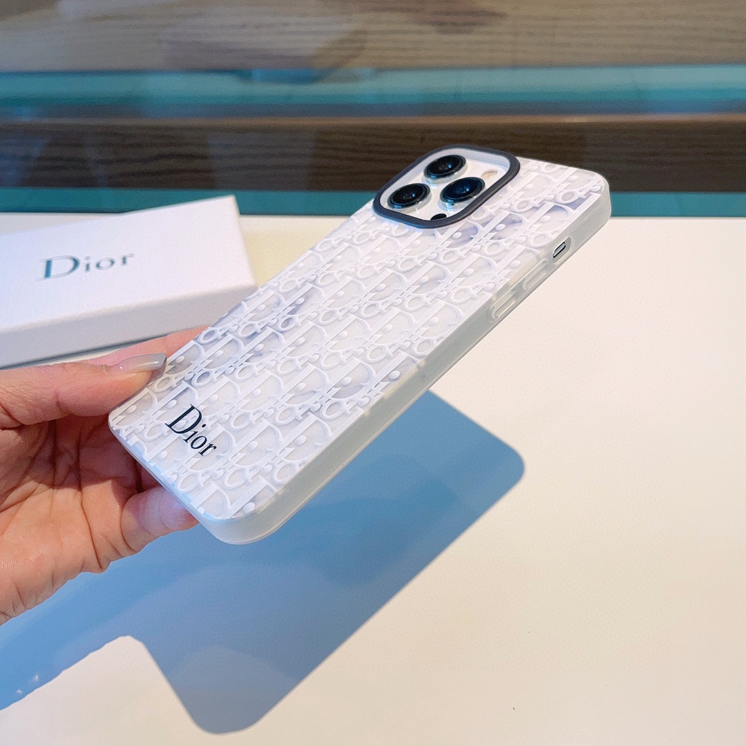 Dior迪奥半透明大理石纹全包手机壳