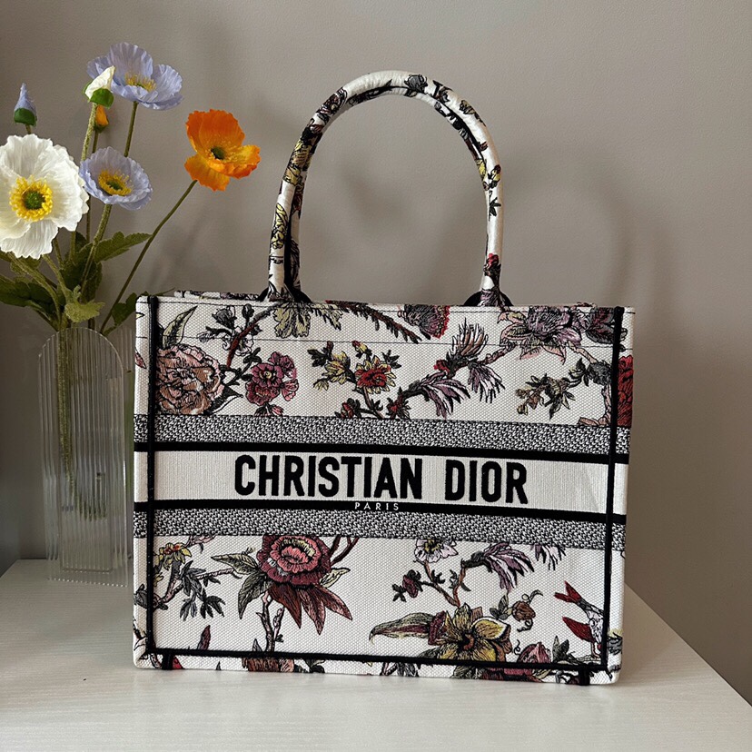 Dior Book Tote Handbags Tote Bags White Embroidery