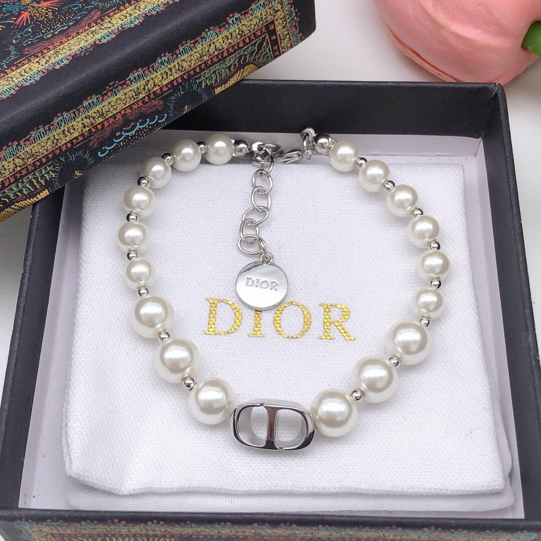 Dior Jewelry Bracelet Silver Yellow CNC Process Brass Fashion