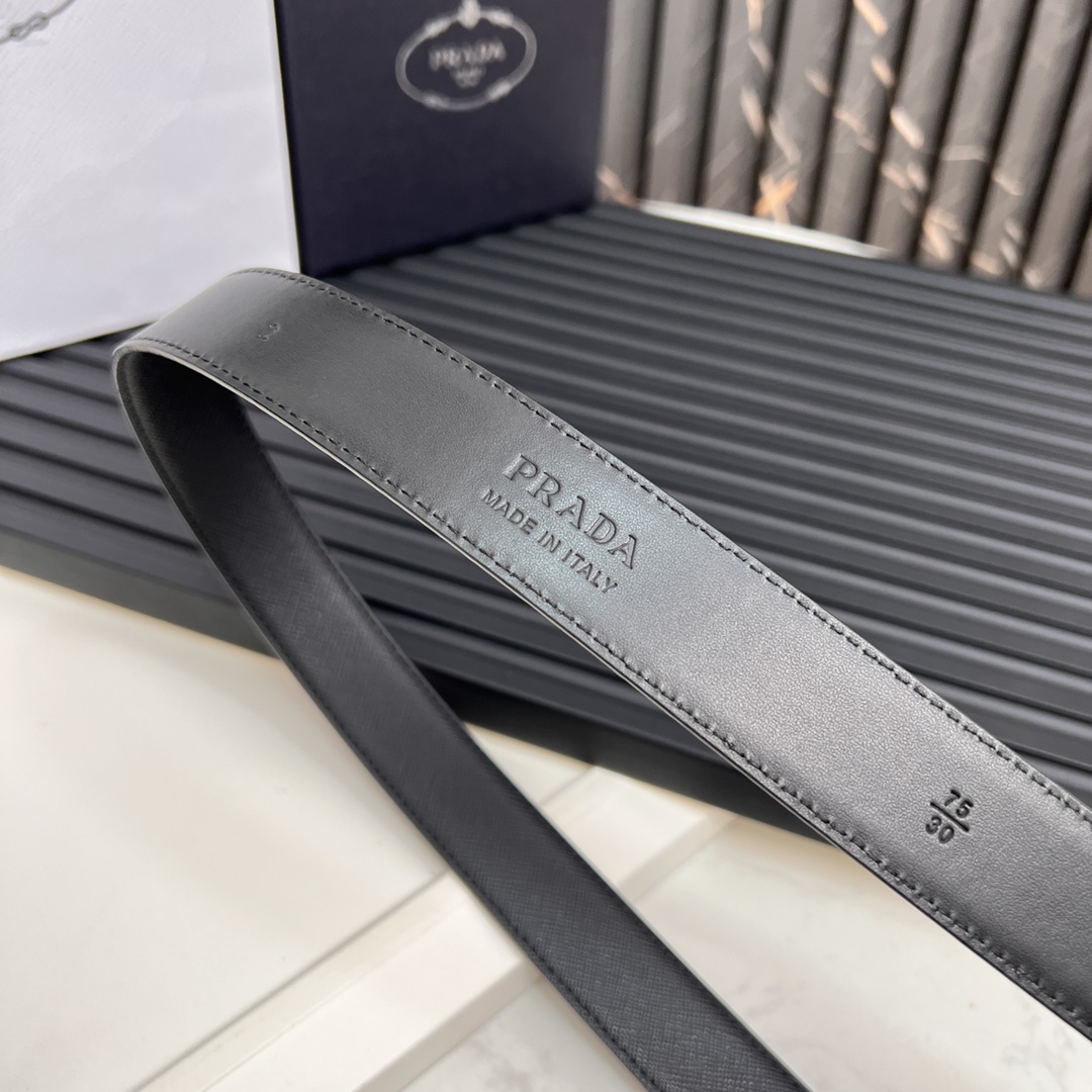 Prada Logo Metal Belt with Elegant Saffiano Leather and 2CM Width - 图片 8