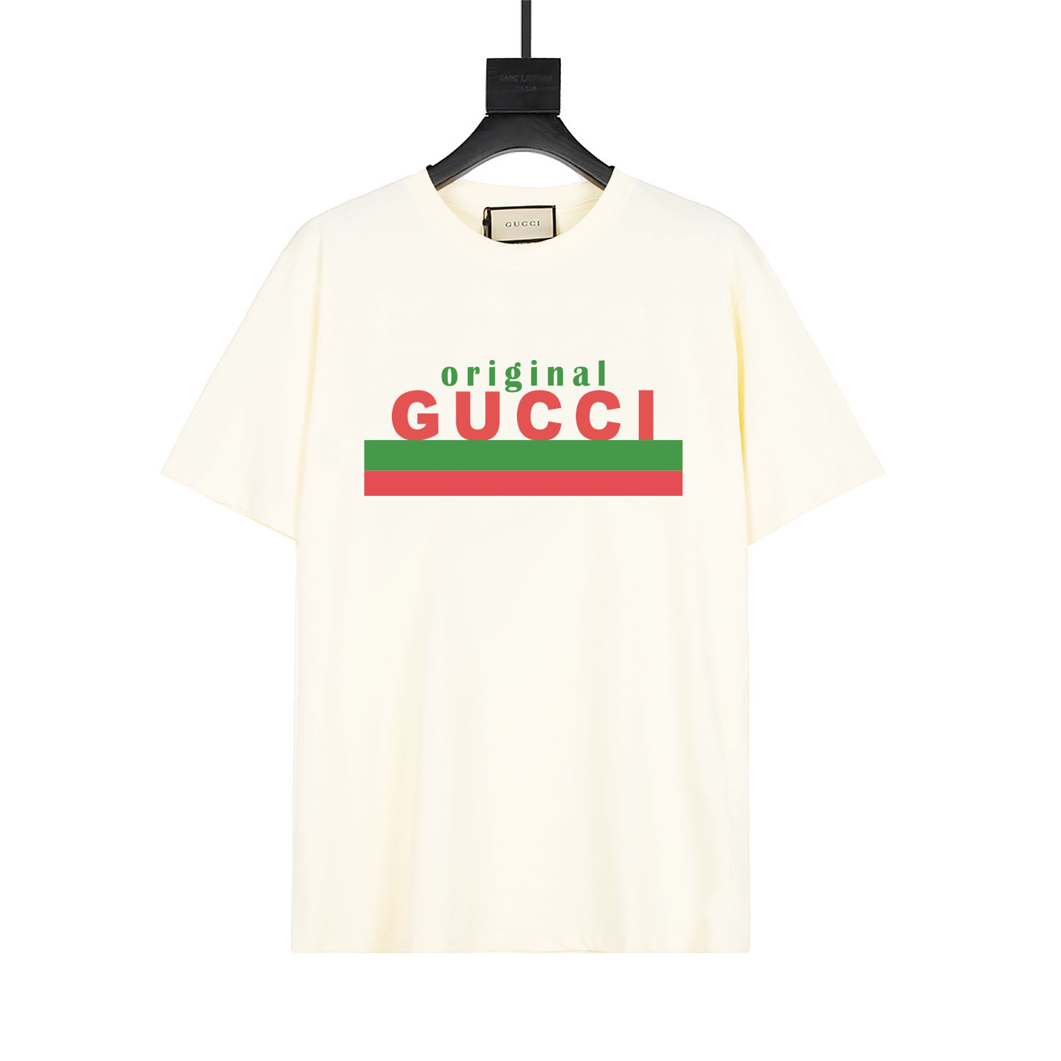 🔥 Camiseta de manga corta con estampado de rayas rojas y verdes, tejido personalizado de 260 gramos de algodón puro, c…
