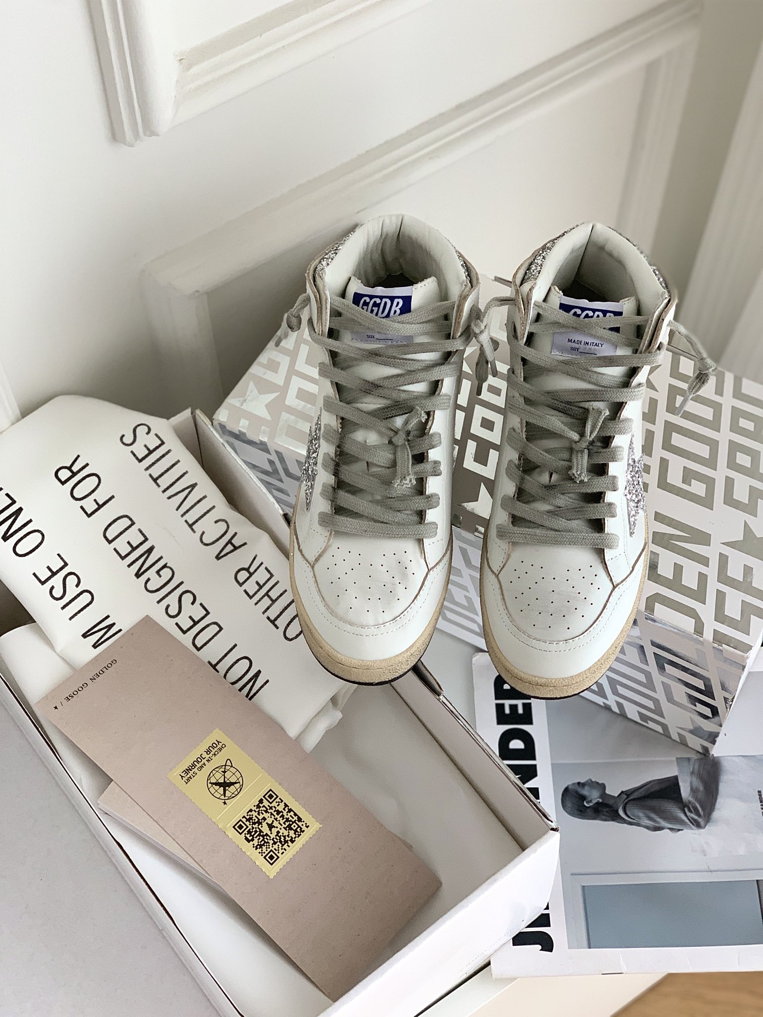 Golden Goose Skateboard Shoes Gold Silver Unisex Women Men Calfskin Cowhide Rubber Fall/Winter Collection High Tops