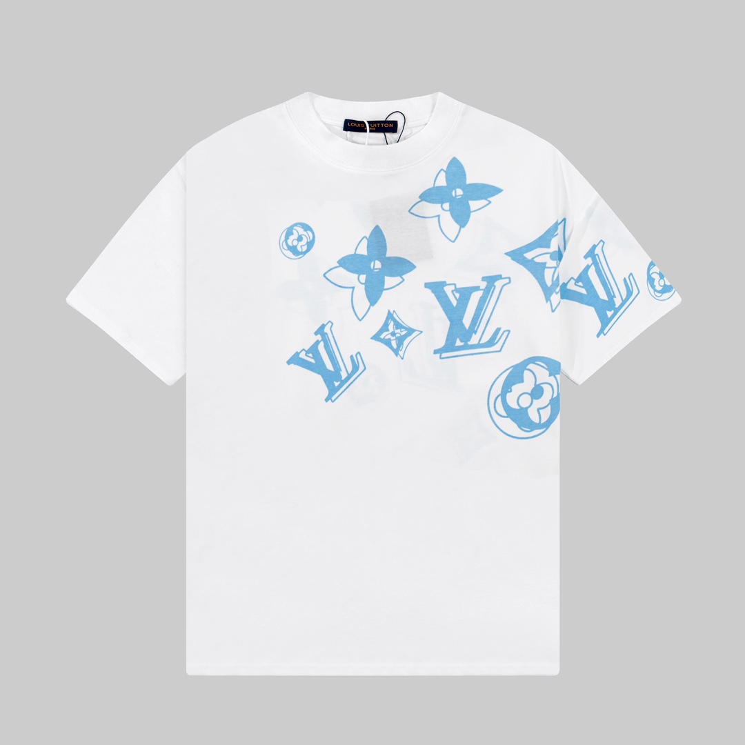 P75 LOUIS VUITTON 23ss Camiseta clásica de manga corta con estampado de logo en toda la prenda estampado en la espalda.…