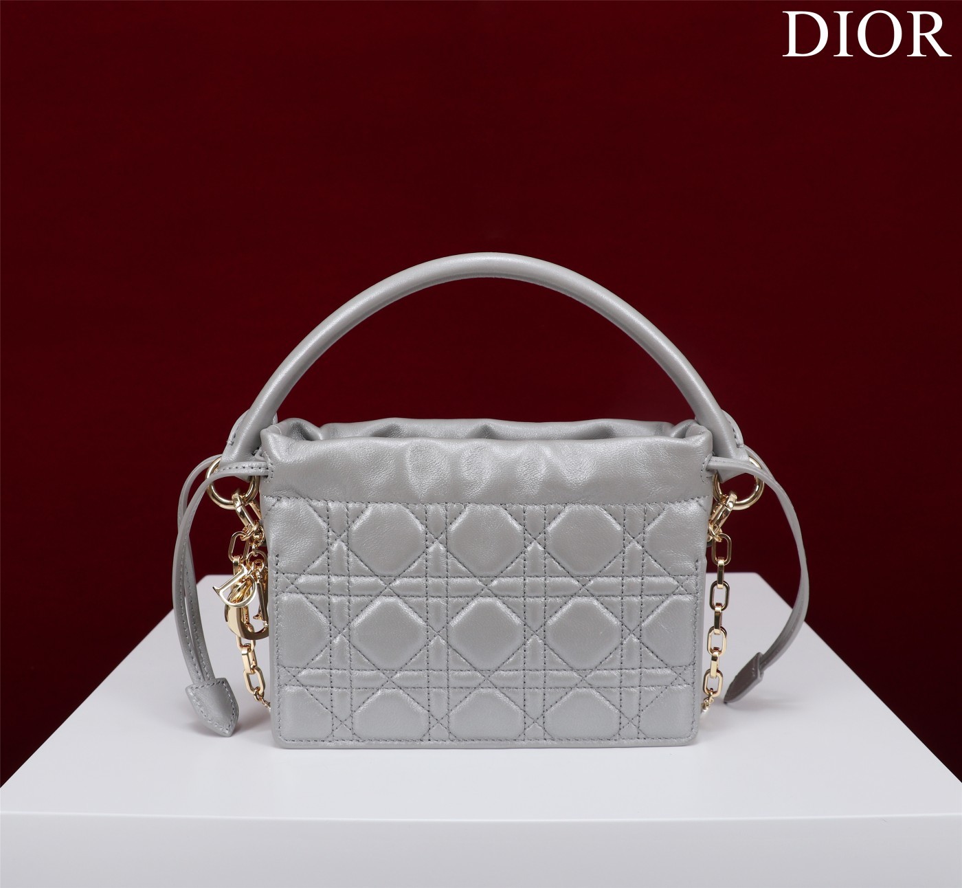 迪奥Dior顶级进口原厂羊皮小福袋新款LadyDior珍珠手拿斜挎包型号098183#羊皮Size19*