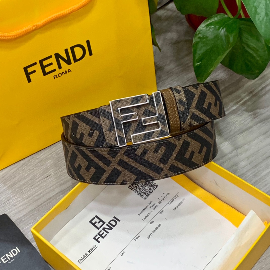 FENDI芬迪专柜同款双环正反用腰带